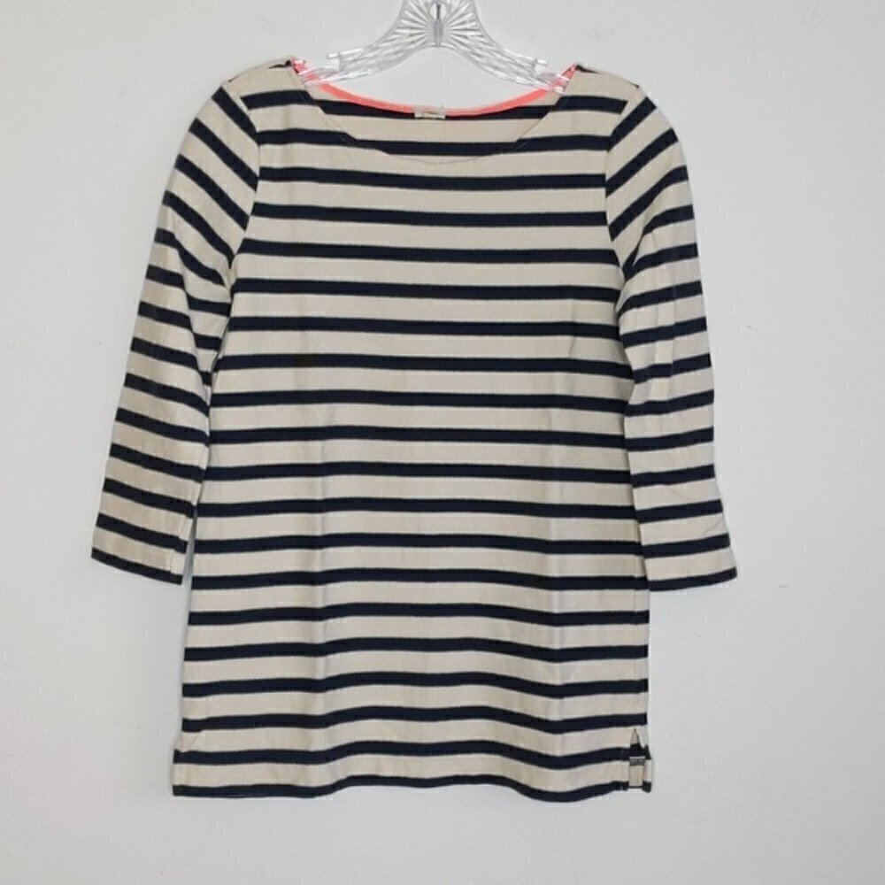 J. Crew Navy Striped 3/4 Sleeve Shirt